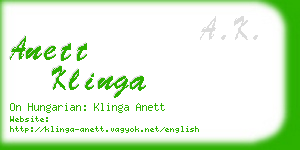 anett klinga business card